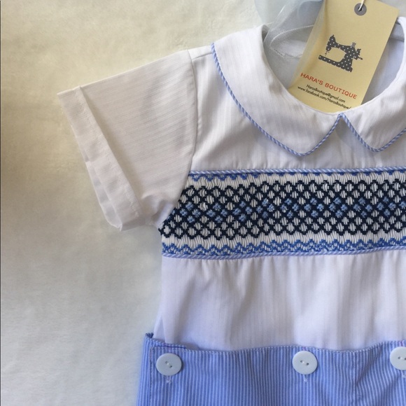 SOLD. Boy, blue, any occasion smocked short sets - Picture 4 of 4